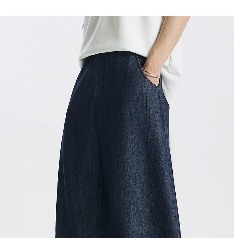 Cationic dyed denim raw color ultra-thin wrinkle-resistant casual jeans