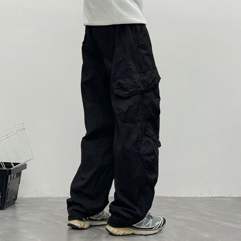 Japanese Multi-Pocket Cargo Work Pants – Men's Loose Straight-Leg Jogger