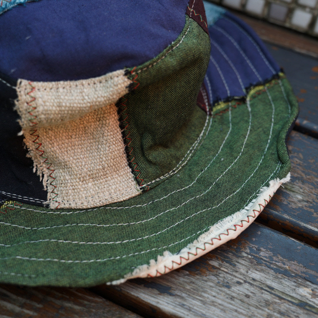Handmade Patchwork Bucket Hat – Hemp Cotton Foldable Unisex Sun Hat