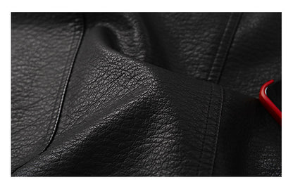 American Vintage Pebbled Leather Moto Jacket – Oversized Stand Collar Men's Coat