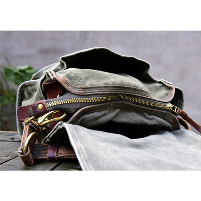 Vintage Washed Canvas Messenger Bag – Military Workwear Crossbody Satchel | Japanese vintage | yamalin clothes | Yamalinclothes