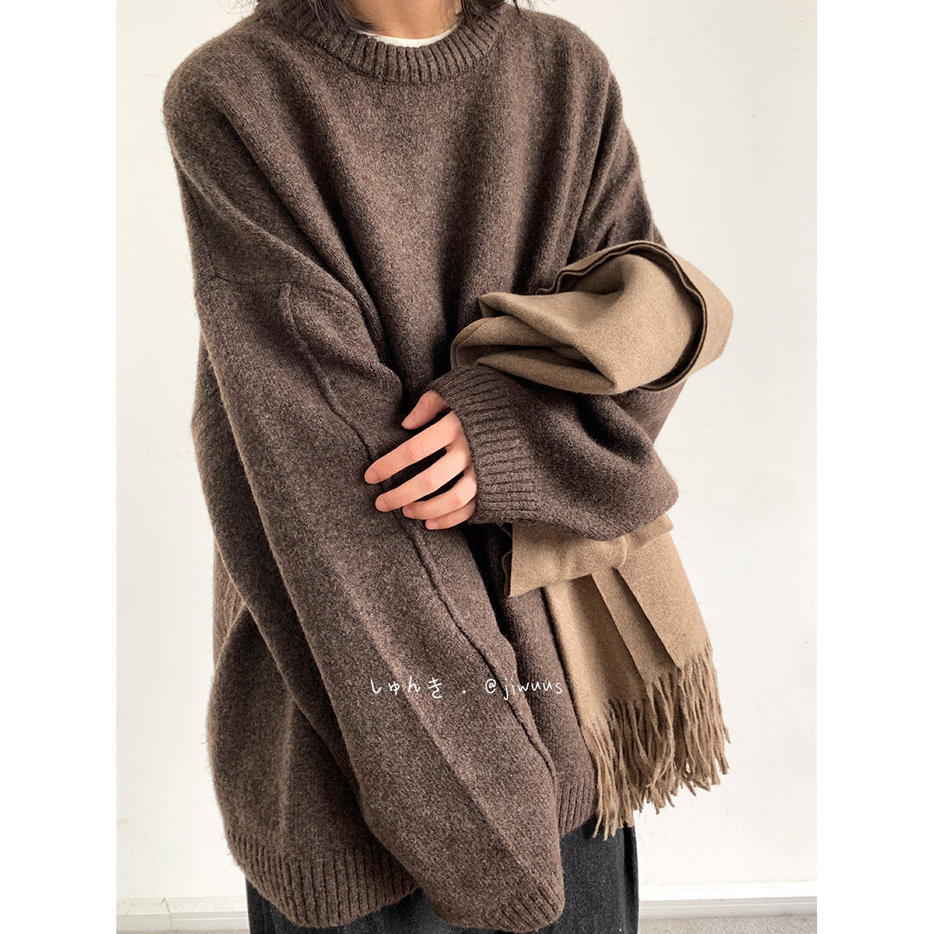 Japanese Vintage Knit Sweater – Unisex Collegiate Maillard