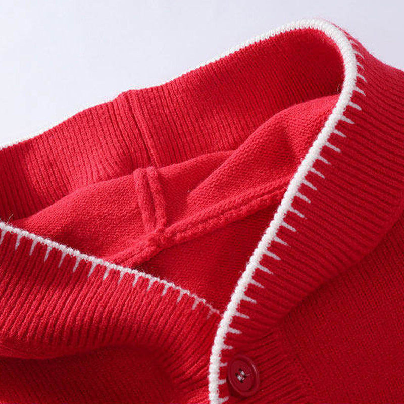 Color-Block Hooded Knit Jacket – Loose Button-Up Men – Japanese vintage | yamalin clothes | Yamalinclothes
