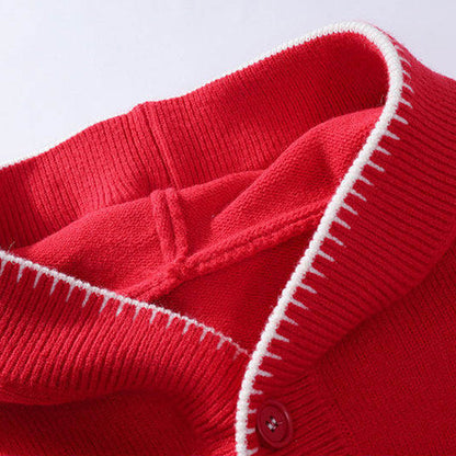 Color-Block Hooded Knit Jacket – Loose Button-Up Men – Japanese vintage | yamalin clothes | Yamalinclothes