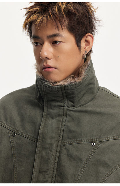 Frost Ice Texture Leather Jacket – Loose Heavyweight Winter Unisex