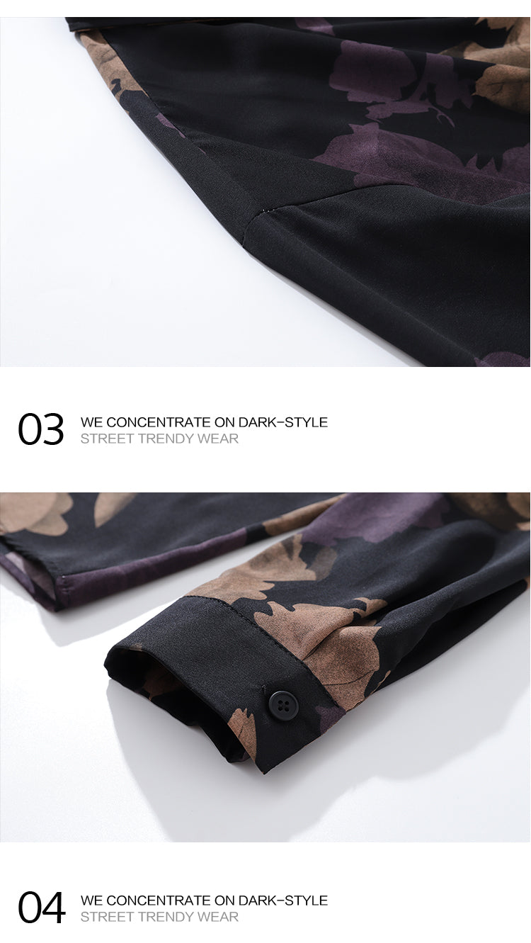 Thai Hawaiian Floral Full Print Long Sleeve Shirt for Men Autumn Trendy Casual Baroque Shirt