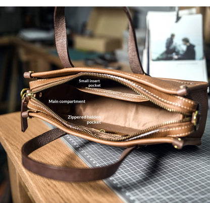 Vintage bags, niche soft leather handmade bags, leather small square bags, women's crossbody wide straps, top layer cowhide tote bags – Japanese vintage | yamalin clothes | Yamalinclothes