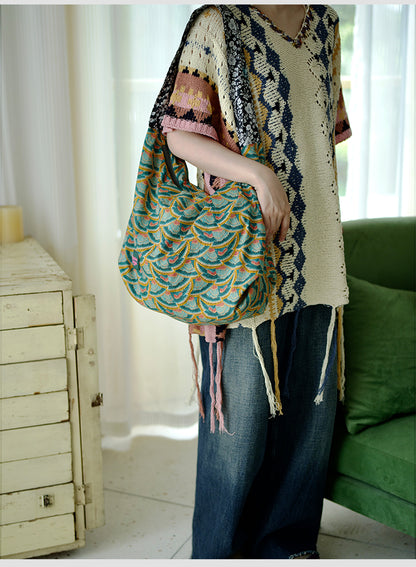 Original Spring Summer New Print Large Capacity Retro Shoulder Bag Fashion Crossbody Lightweight Tote Bag