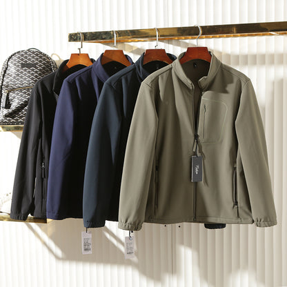 Men's Plus Size European American Style Soft Shell Jacket - Autumn Winter Windproof Waterproof Fleece Coat