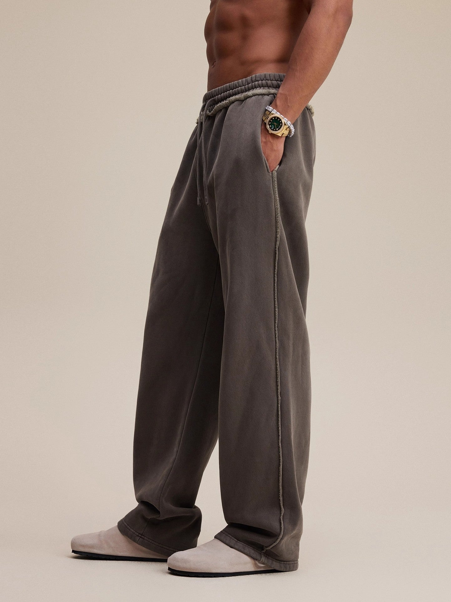 Heavyweight Fleece Washed Straight Sweatpants – Loose Casual American Style