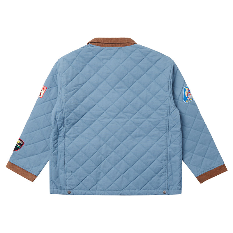 Multi-Emblem Embroidery Vintage Quilted Lightweight Cotton Jacket