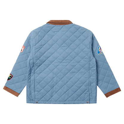 Multi-Emblem Embroidery Vintage Quilted Lightweight Cotton Jacket