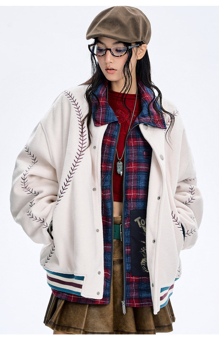 BJHG Quilted Baseball Jacket - American Style Color-Block Winter Coat (Unisex)