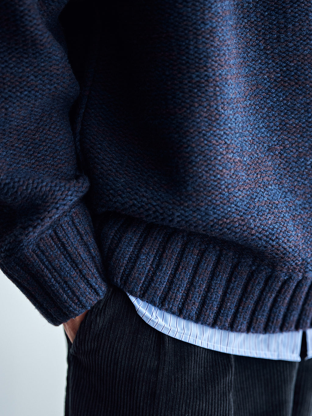 Japanese imported heavyweight high-density woven wool round neck pullover long-sleeved sweater