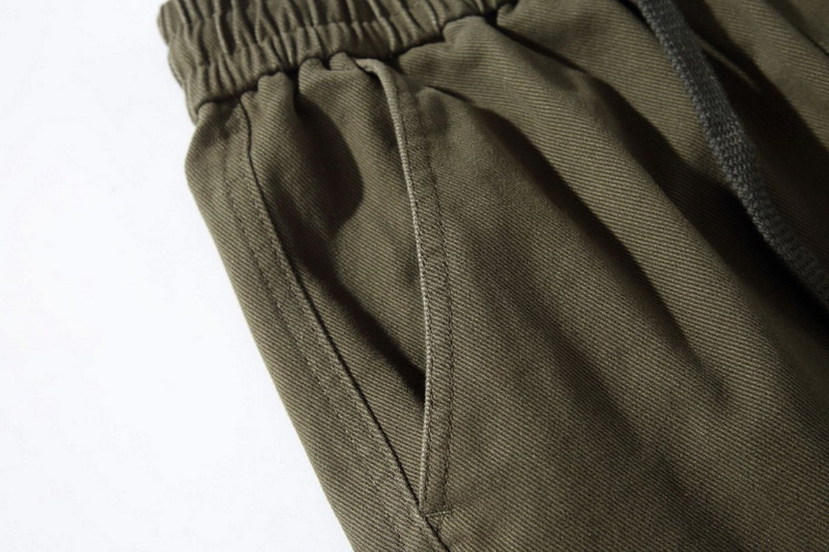 Cotton Cargo Pants – Washed Twill & Drawstring Waist