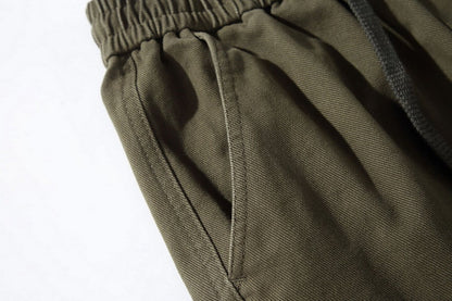 Cotton Cargo Pants – Washed Twill & Drawstring Waist