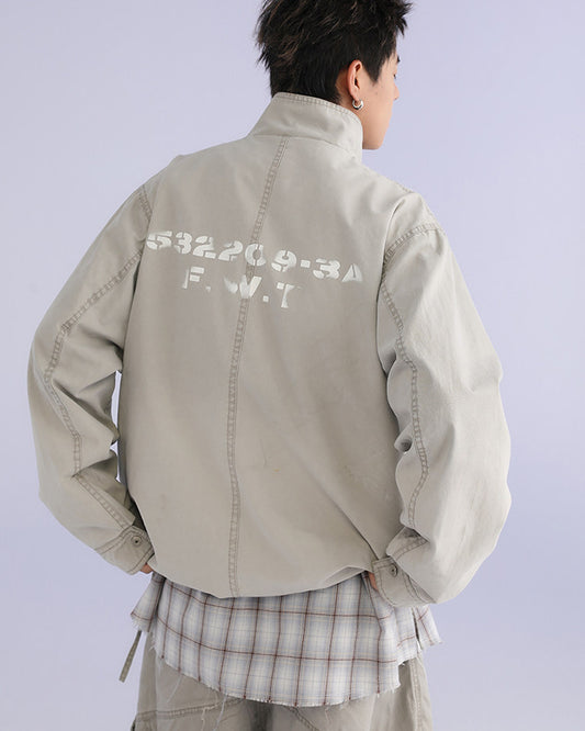 American Retro Stand Collar Cargo Jacket – Loose Unisex Autumn – Japanese vintage | yamalin clothes | Yamalinclothes