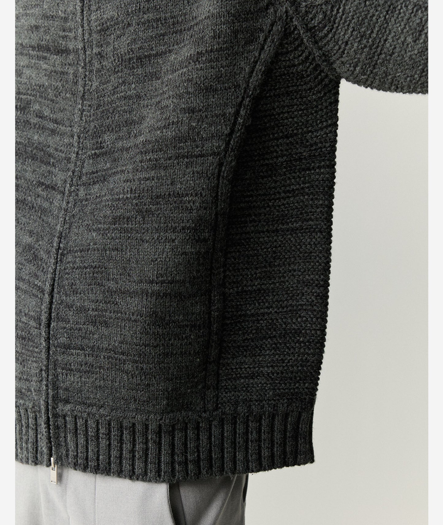 Merino Wool Blend Zip Cardigan – Heavyweight Panel Knit Coat – Japanese vintage | yamalin clothes | Yamalinclothes