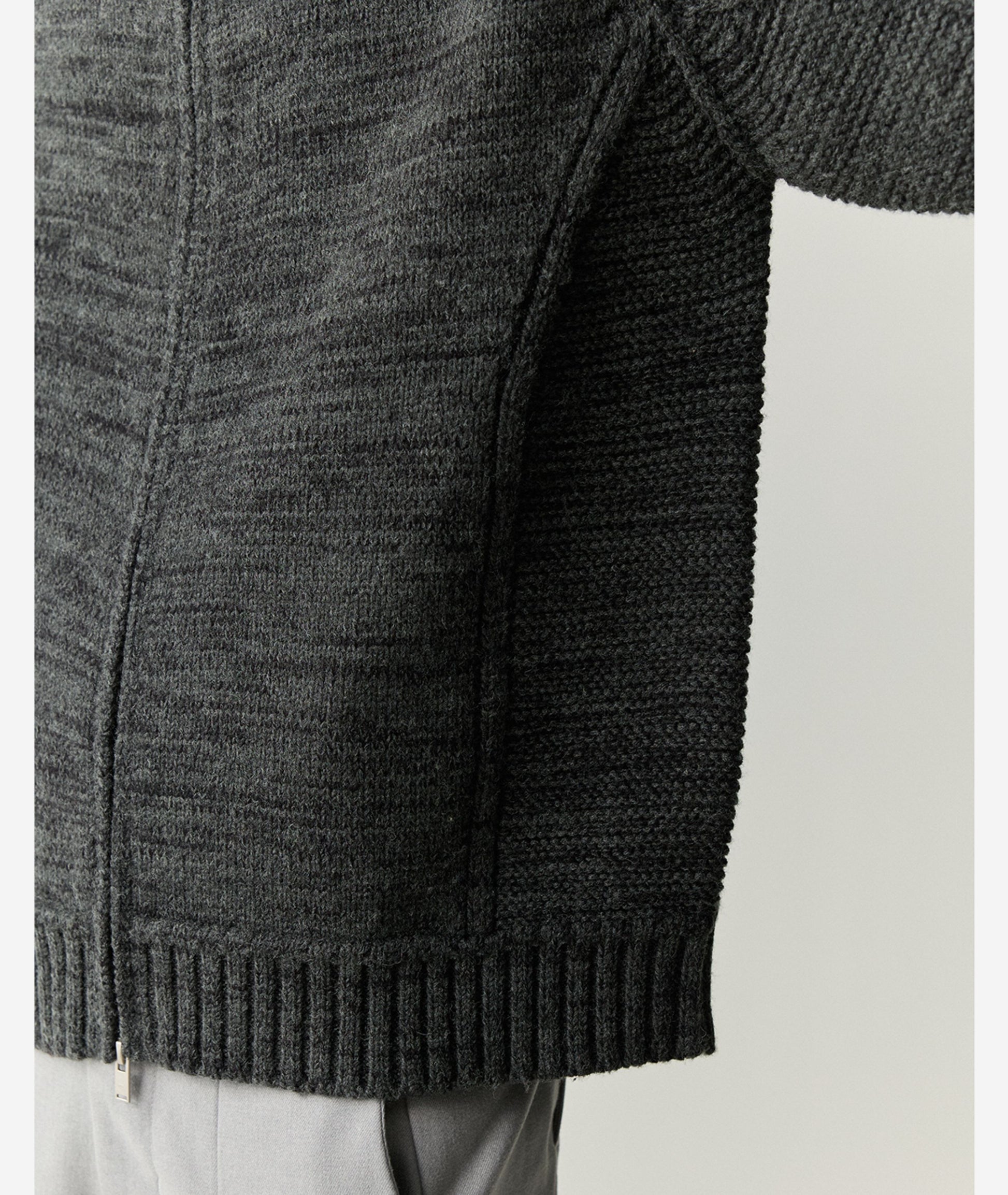 Merino Wool Blend Zip Cardigan – Heavyweight Panel Knit Coat – Japanese vintage | yamalin clothes | Yamalinclothes