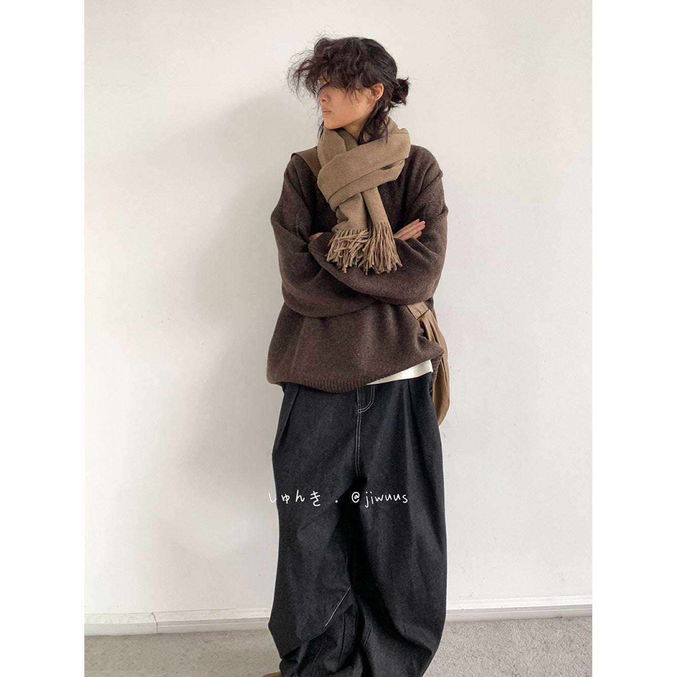 Japanese Vintage Knit Sweater – Unisex Collegiate Maillard