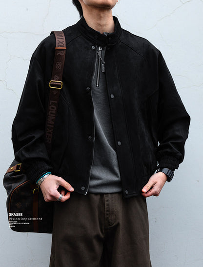 Suede Harrington Jacket – American Vintage Oversized Unisex – Japanese vintage | fall outfits 2026 | fall winter outfits | classy winter outfits | lazy comfy outfits | japanese streetwear | vintage workwear | yamalin clothes | Yamalinclothes