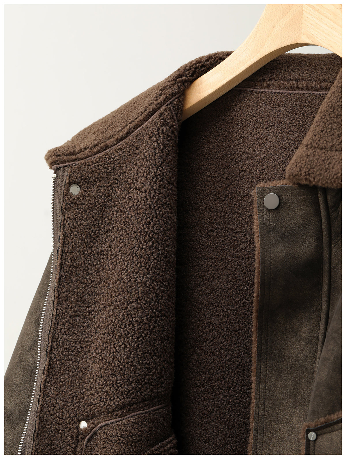 Faux Leather Jacket – Aged Finish & Fleece Collar