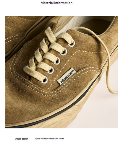 suede low-top canvas shoes Thick-soled vulcanized shoes Retro Japanese trendy men's and women's crestboard shoes 2025