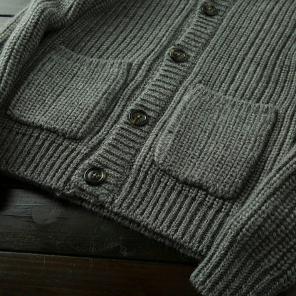 Wool Stand-Collar Knit Cardigan – Thickened Oversized Unisex