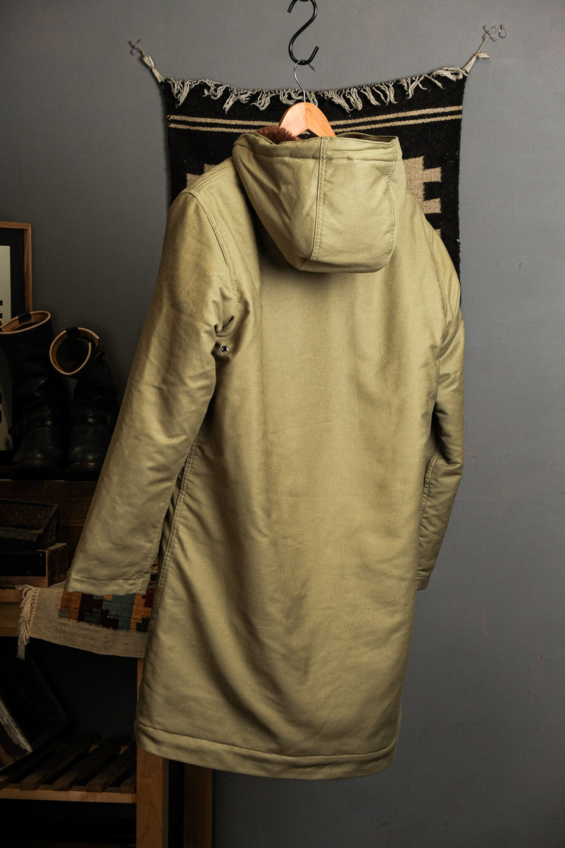 Heavy Wool Hooded Deck Parka – Long Padded Military-Style Jacket
