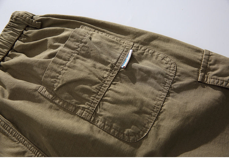 Heavyweight Washed Cargo Pants – Loose Straight Leg Men's Workwear Trousers