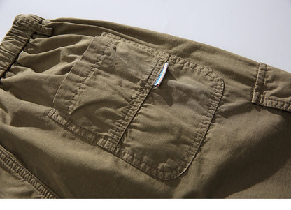 Heavyweight Washed Cargo Pants – Loose Straight Leg Men's Workwear Trousers