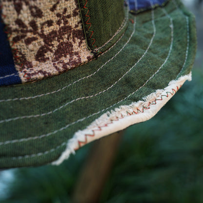 Handmade Patchwork Bucket Hat – Hemp Cotton Foldable Unisex Sun Hat
