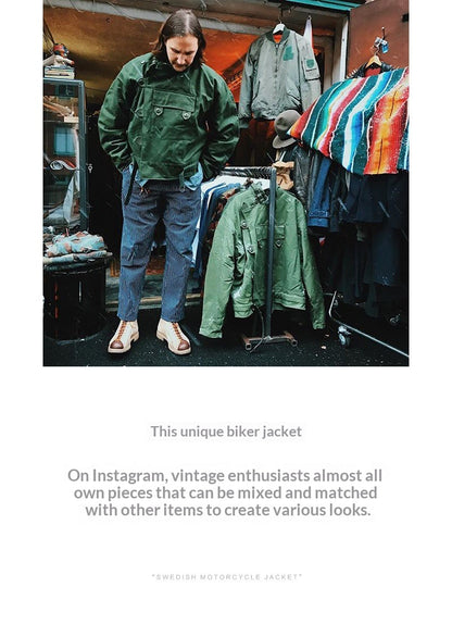 Vintage Hunting Jacket – Army Green Biker Coat Men – Japanese vintage | yamalin clothes | Yamalinclothes