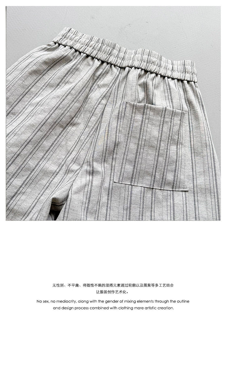 Striped Drapey Wide-Leg Trousers – Loose Vintage Casual Summer Pants Unisex – Japanese vintage | yamalin clothes | Yamalinclothes