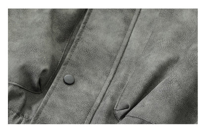 Letter Embroidery Stand-Collar Moto Jacket – American Retro Oversized Unisex