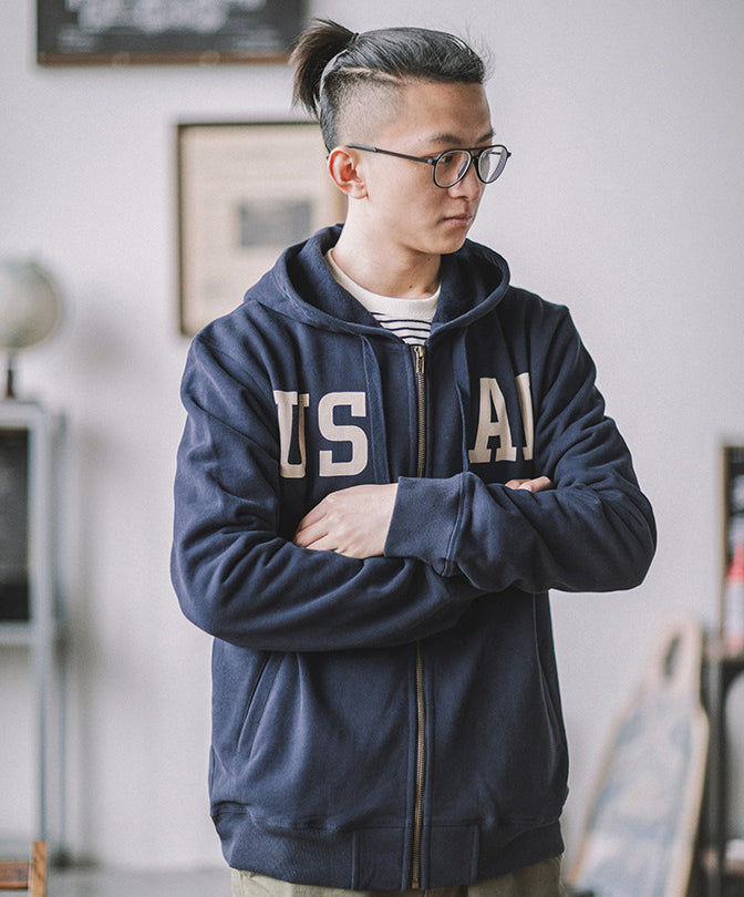 Heavy Zip Hoodie – American Retro Military Print Workwear Thickened Unisex – hoodie | japanese streetwear | vintage workwear | unisex | Yamalinclothes