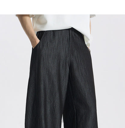 Cationic dyed denim raw color ultra-thin wrinkle-resistant casual jeans