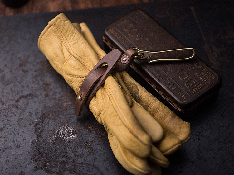 Leather Motorcycle Glove Clamp – Handlebar Glove Holder – Japanese vintage | yamalin clothes | Yamalinclothes