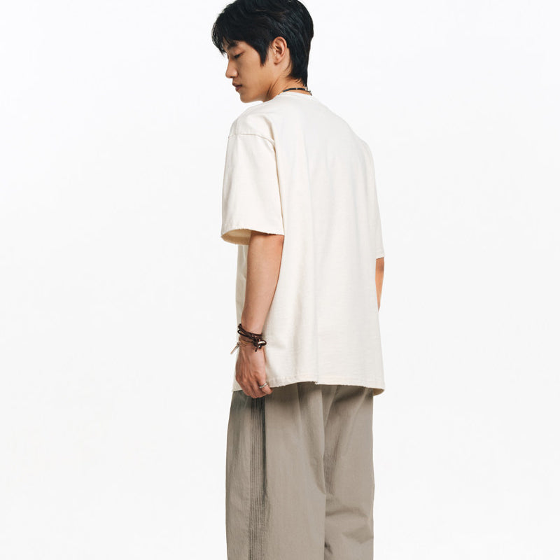 Two-Tone White Ink Print Crew Neck T-Shirt – Cool Feel Short Sleeve Japanese Streetwear for Men – Japanese vintage | yamalin clothes | Yamalinclothes