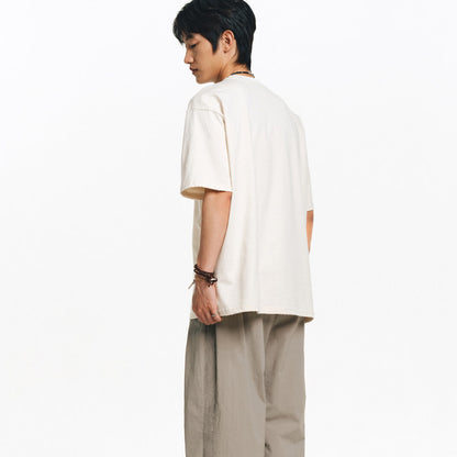 Two-Tone White Ink Print Crew Neck T-Shirt – Cool Feel Short Sleeve Japanese Streetwear for Men – Japanese vintage | yamalin clothes | Yamalinclothes