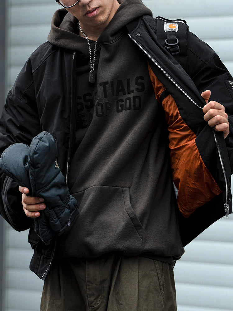 American Style Trendy Brand 90 White Duck Down Workwear Flight Jacket Down Jacket Men Winter Loose Thickened Warm Short Coat