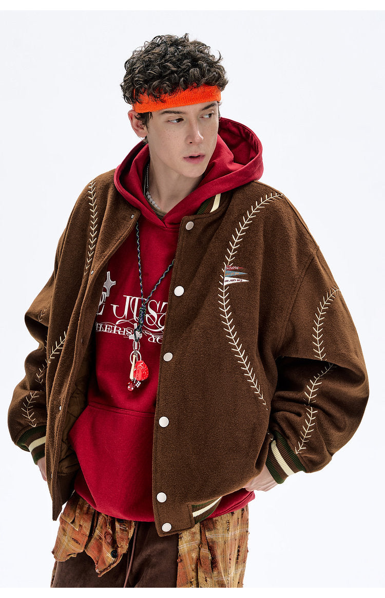 BJHG Quilted Baseball Jacket - American Style Color-Block Winter Coat (Unisex)