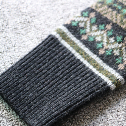 Heavyweight Color-Block Wool Cardigan Jacket – Retro Warm Knit (Unisex)