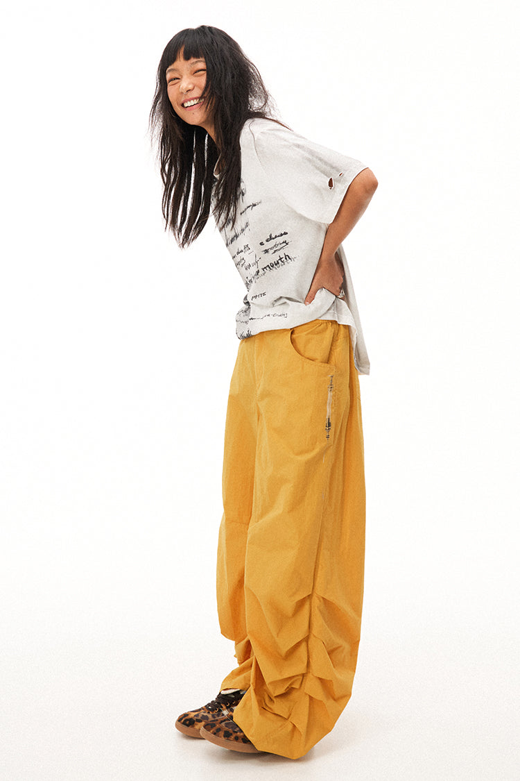 Handwritten Print Soft Skin-friendly Distressed Loose Short Sleeve T-shirt