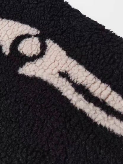 KAPITAL Lamb‑Wool Bone Pattern Pants – Japanese Retro Warm Unisex Trousers