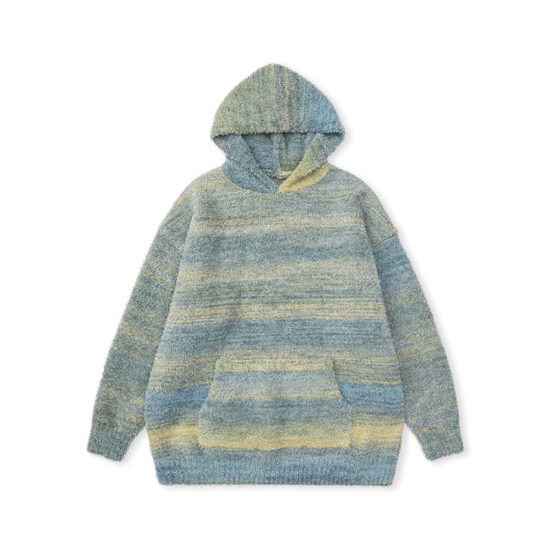 MEDRIA Retro Colorful Hoodie Knitwear for Men and Women Autumn Winter National Trend Loose Lazy Style Warm Sweatshirt Couple Outfit