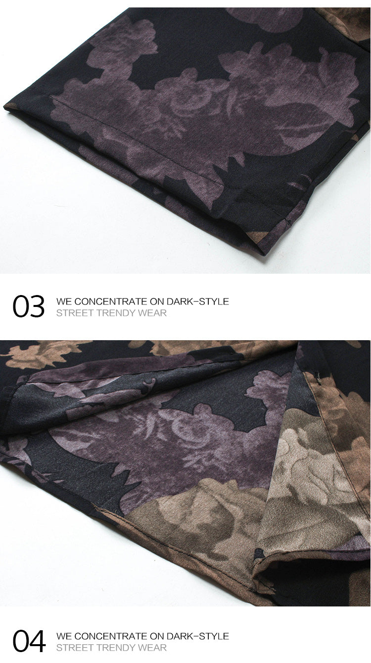 Thai Retro Baroque Short Sleeve Floral Shirt for Men Summer Beach Cool Casual Shirt Top