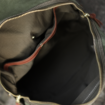 Vintage Canvas Backpack – 20oz Heavyweight Leather Trim