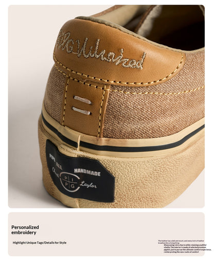 Vintage Japanese Low Top Espadrille Platform Sneakers – Washed Vulcanized Unisex Shoes – Japanese vintage | yamalin clothes | Yamalinclothes