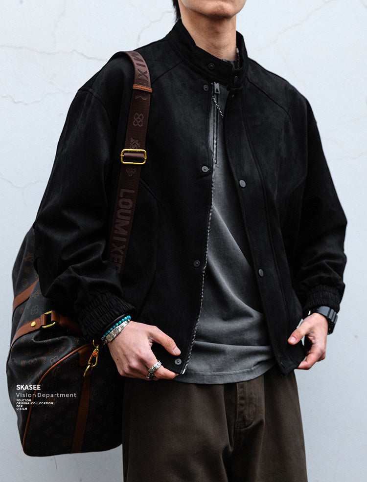 Suede Harrington Jacket – American Vintage Oversized Unisex – Japanese vintage | fall outfits 2026 | fall winter outfits | classy winter outfits | lazy comfy outfits | japanese streetwear | vintage workwear | yamalin clothes | Yamalinclothes